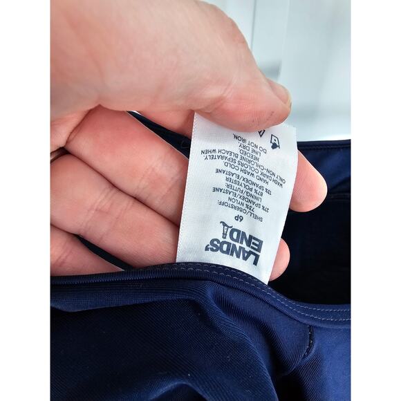 Lands End Womens Sz 6P Petite One Piece Swimsuit Athletic Blue Black Print - Picture 5 of 5